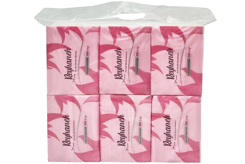 دستمال کاغذی نیم کیلویی ریحانه (6 عددی)