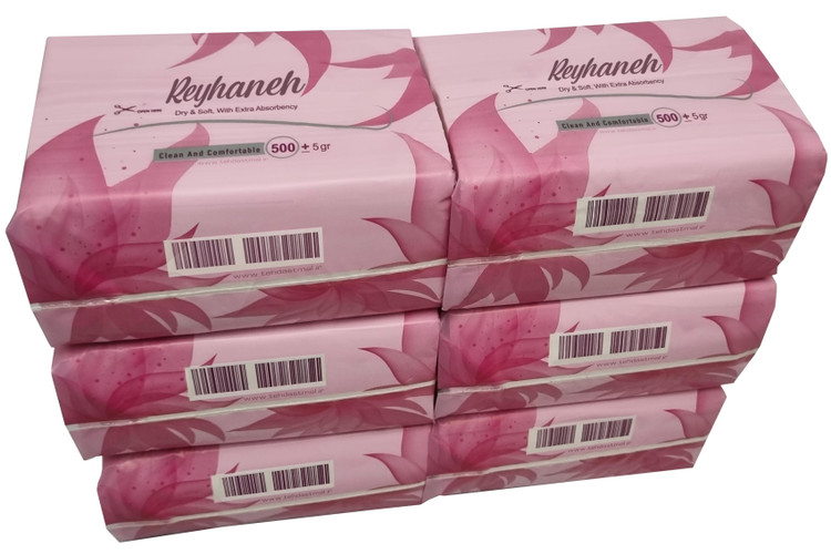 دستمال کاغذی نیم کیلویی ریحانه (6 عددی)